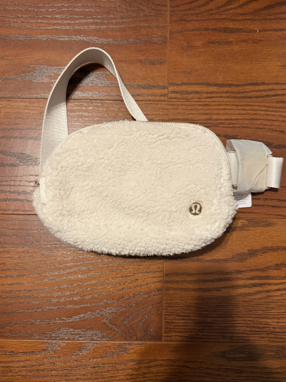 lululemon athletica Cream Sherpa Everywhere Belt Bag with Gold Accents